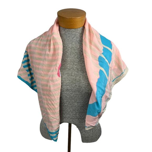 Ginnie Johansen Scarf Womens 32" x 34" Pink Vintage Silk Abstract Pastel - Picture 2 of 5